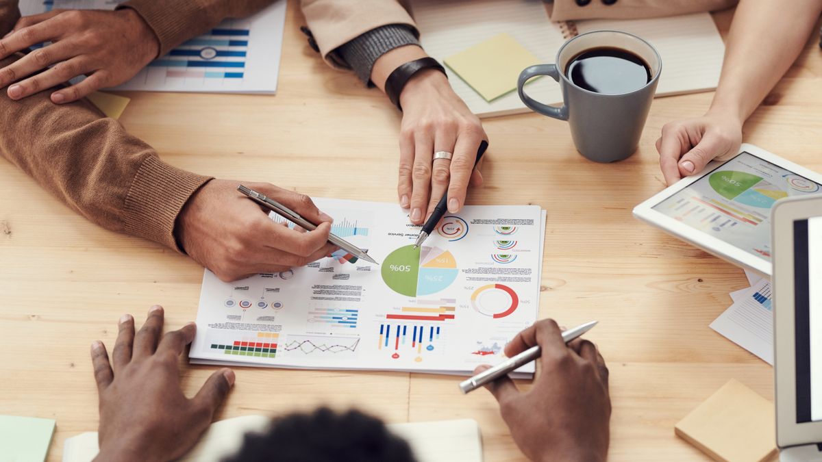Business team reviewing financial performance
